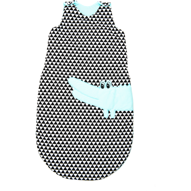 Sac de Dormit cu broderie Crocodil Womar Zaffiro AN-SDZF-01CR BBJAN-SDZF-01CR_Turcoaz/Alb/Negru