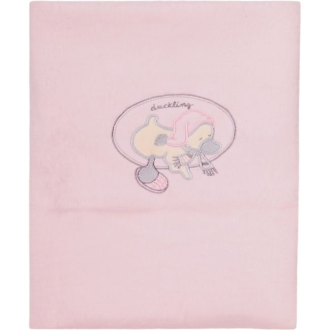 Paturica bebelusi cu Broderie Polar Fleece 90 x 80 cm Womar Zaffiro PT-PF-01 BBJPT-PF-01_Roz Deschis