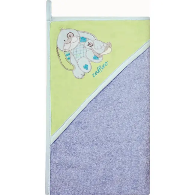 Prosop de baie cu gluga imprimeu velur 100 x 100 cm Womar Zaffiro AN-OW-01-10 BBJAN-OW-01-10_Albastru/Verde