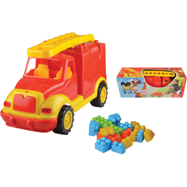 Masina pompieri 43 cm cu 38 piese constructie, in cutie Ucar Toys UC85 BBJUC85_Initiala