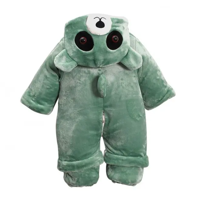 Combinezon plusat verde bebelusi - Panda - 1723.9-12 luni