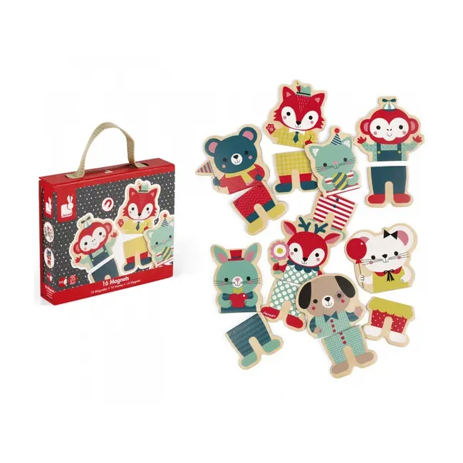 Janod - Set animale de padure din lemn cu magneti - J08015 - VRNJ08015