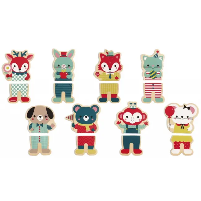 Janod - Set animale de padure din lemn cu magneti - J08015 - VRNJ08015