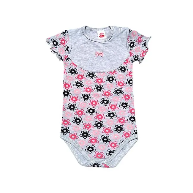 Body gri imprimat cu floricele - Girl - Haine Bebe - MK03137KR-7.3 luni