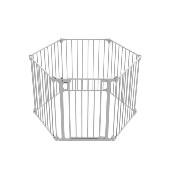 Tarc de joaca hexagonal modular cu saltea Noma, metal alb, N94023