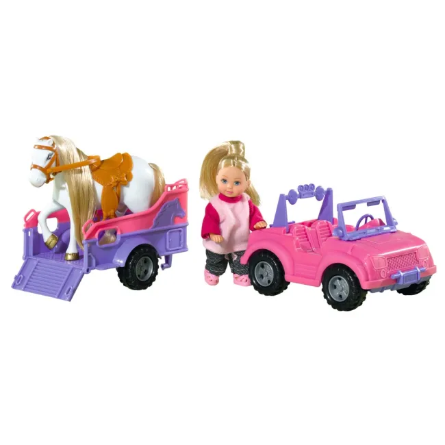 Papusa simba evi love 12 cm evi horse trailer cu masina, trailer si calut hubs105737460