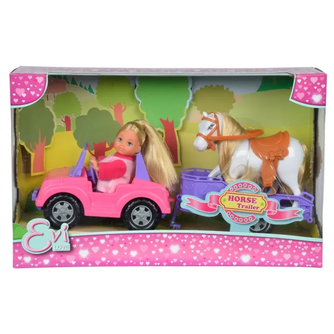 Papusa simba evi love 12 cm evi horse trailer cu masina, trailer si calut hubs105737460