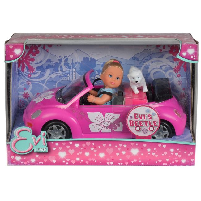 Papusa simba evi love 12 cm evi's beetle cu masina, catelus si accesorii hubs105731539
