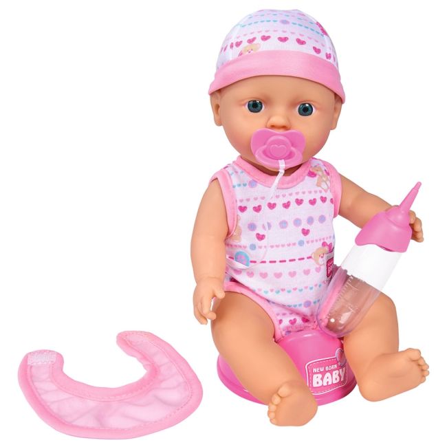 Papusa simba new born baby 30 cm bebe darling cu olita si bavetica roz deschis hubs105037800-lpi