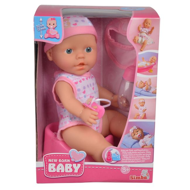 Papusa simba new born baby 30 cm bebe darling cu olita si bavetica roz deschis hubs105037800-lpi