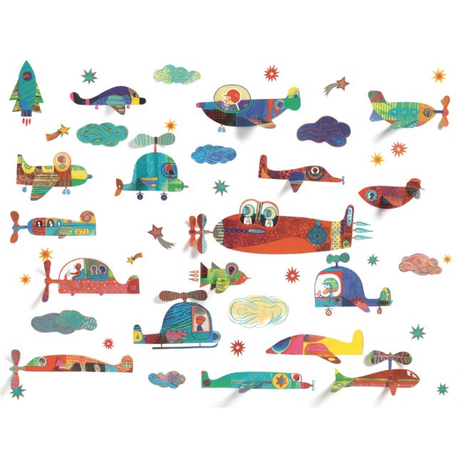 Abtibilduri de perete vehicule 3D Djeco - BRBDD05002