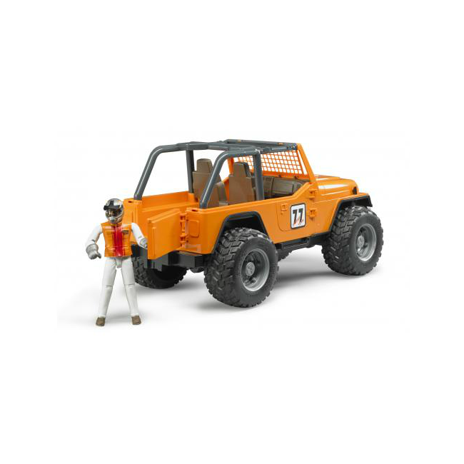 Jeep Cross Country portocaliu cu figurina, scara 1:16, Bruder NCR2542