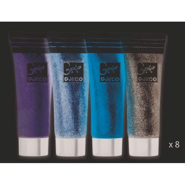 8 Culori cu sclipici Djeco, glitter gel - BRBDJ08798