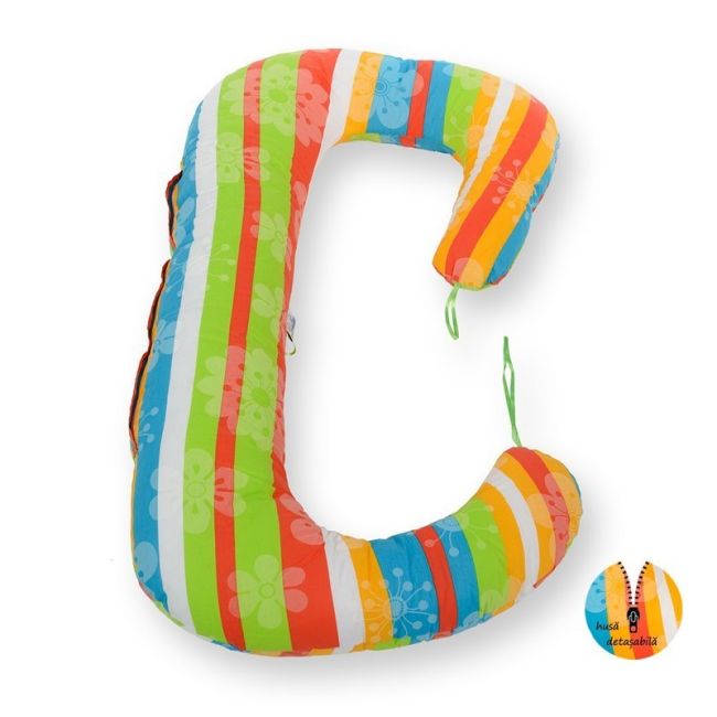 BabyNeeds - Perna 3 in 1 pentru gravide si bebelusi Soft Plus, Curcubeu BYNBN55