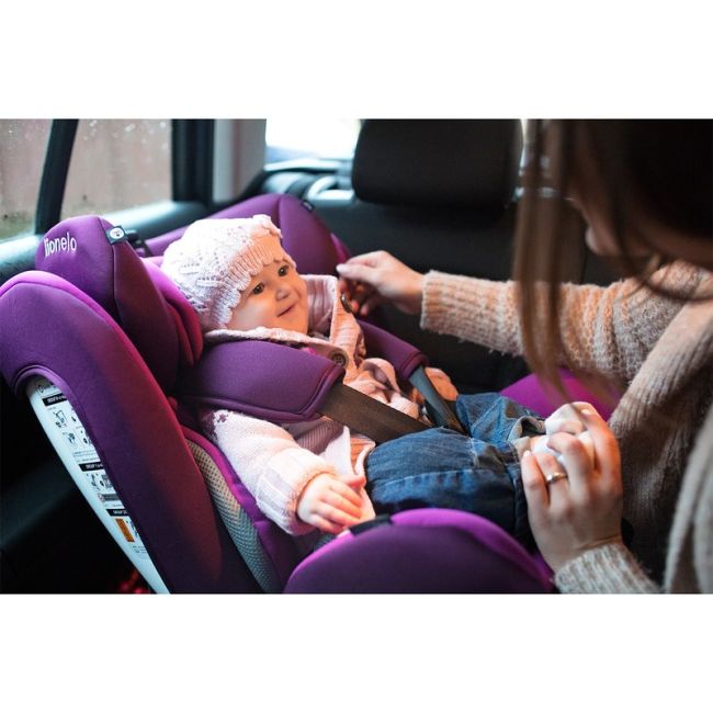 Lionelo - Scaun auto Bastiaan Pozitie de somn, Rotire 360 grade, 0-36 Kg, cu Isofix, Violet BYNLO-BASTIAAN_VIOLET
