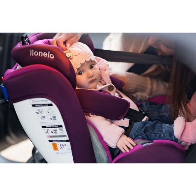 Lionelo - Scaun auto Bastiaan Pozitie de somn, Rotire 360 grade, 0-36 Kg, cu Isofix, Violet BYNLO-BASTIAAN_VIOLET