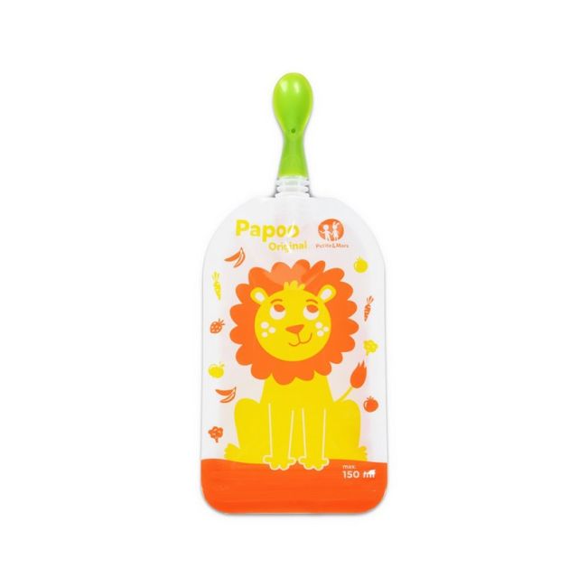 Petite&Mars - Set 6 pungi reutilizabile pentru hranire cu leuti Papoo Portocaliu BYN901808
