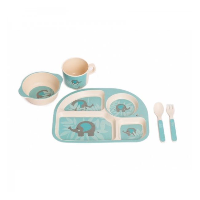 Set cina pentru bebelusi Elefant Albastru - SOLBJB555020