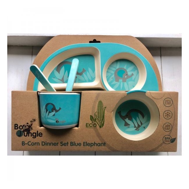 Set cina pentru bebelusi Elefant Albastru - SOLBJB555020