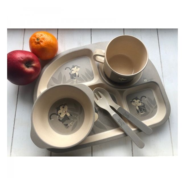 Set cina pentru bebelusi Maimuta Gri - SOLBJB555010