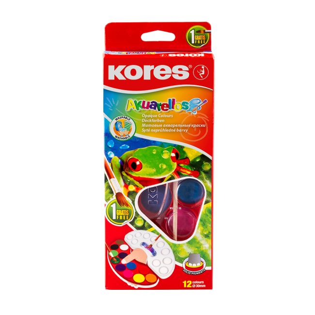 Acuarele Kores Akuarellos, 30 mm, 12 culori/set - BPTCKS100202