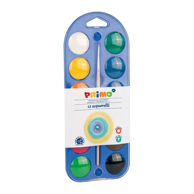 Acuarele Morocolor Primo, diametru pastila 30 mm, 12 culori/cutie - BPTCMC15507