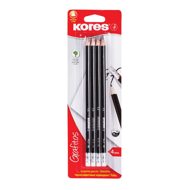 Creioane grafit Kores Grafitos, corp negru triunghiular, HB - BPTCKS92350