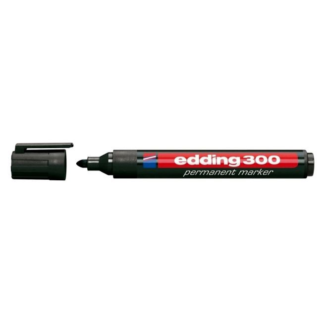 Marker permanent Edding 300, corp plastic, varf rotund, 1.5-3 mm, negru - BPTCED3001