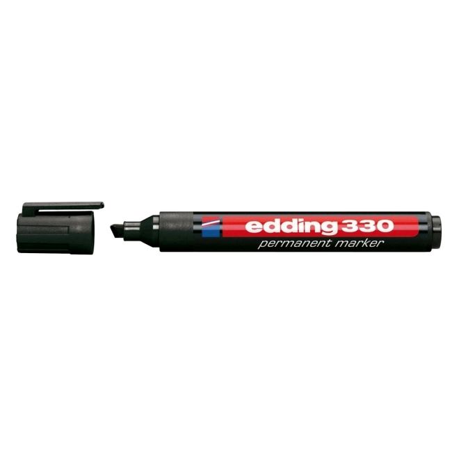 Marker permanent Edding 330, corp plastic, varf retezat, 1-5 mm, negru - BPTCED3301