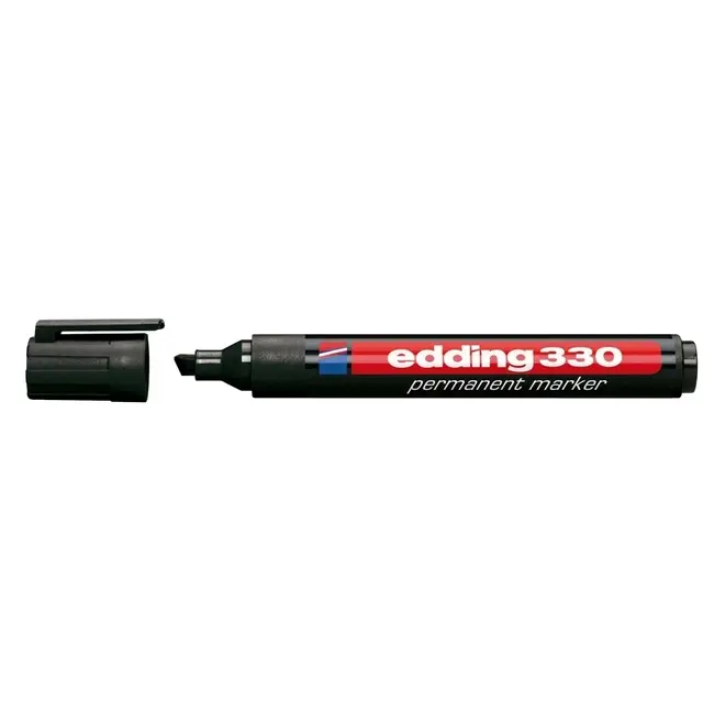 Marker permanent Edding 330, corp plastic, varf retezat, 1-5 mm, negru - BPTCED3301