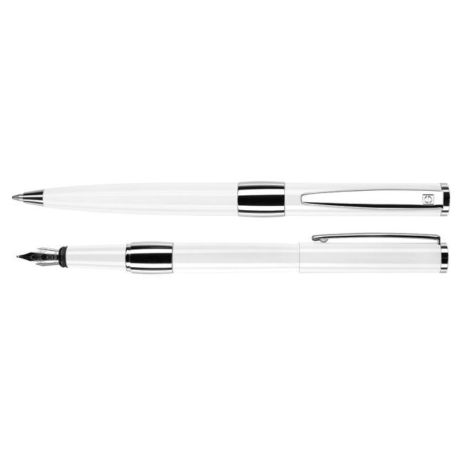 Set stilou si pix, Senator, Image Line, metalic, accesorii cromate, alb - BPTCSE800041