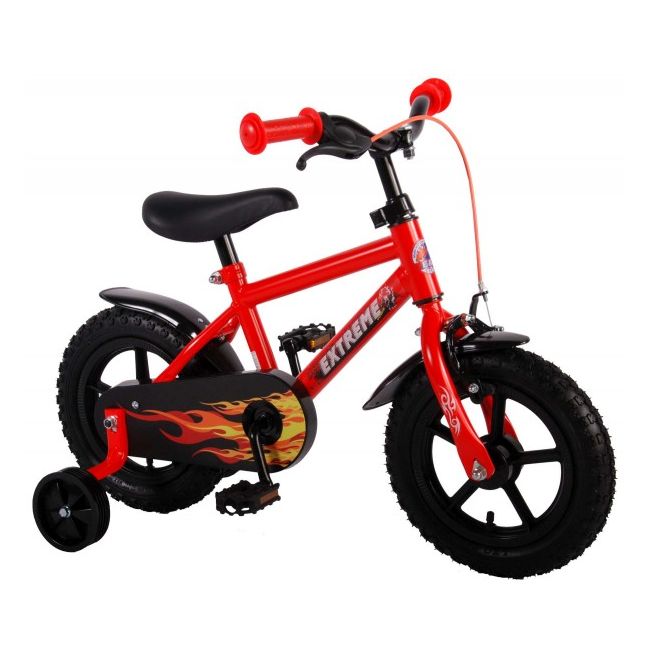 Bicicleta copii baieti 12 inch Volare Extreme Satin Orange cu roti ajutatoare partial montata - SOLVOL61205