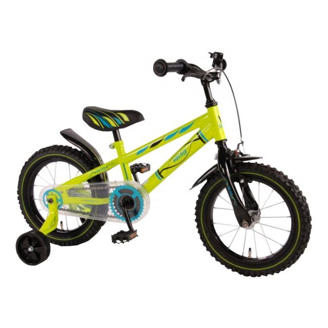 Bicicleta copii baieti 14 inch Volare Bike Electric Green cu roti ajutatoare Verde Neon partial montata - SOLVOL71434