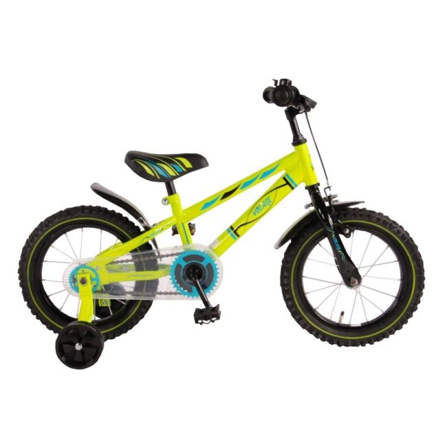 Bicicleta copii baieti 14 inch Volare Bike Electric Green cu roti ajutatoare Verde Neon partial montata - SOLVOL71434