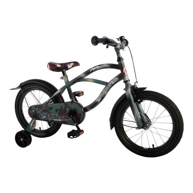 Bicicleta copii baieti 16 inch Volare Bike cu roti ajutatoare si cadru vopsit camuflaj vopsea mata Ambush partial montata - SOLVOL41636