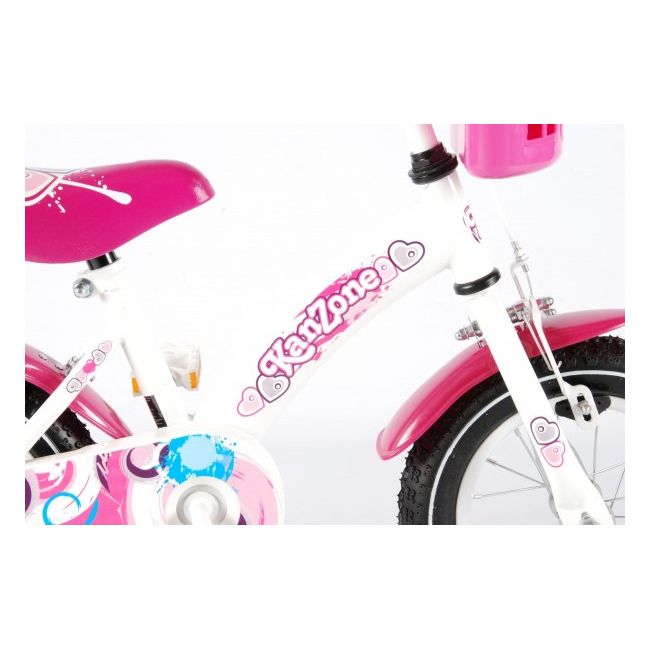 Bicicleta copii fete 12 inch Volare Bike Giggles cu roti ajutatoare si cosulet roz partial montata - SOLVOL21223