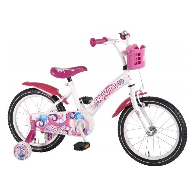 Bicicleta copii fetite 16 inch Volare cu roti ajutatoare si cosulet roz Kanzone Giggles - SOLVOL41623