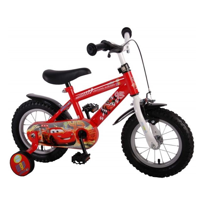 Bicicleta pentru baieti 10 inch cu maner si roti ajutatoare Cars partial montata - SOLVOL31005