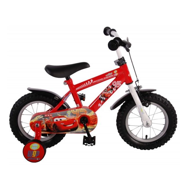 Bicicleta pentru baieti 10 inch cu maner si roti ajutatoare Cars partial montata - SOLVOL31005