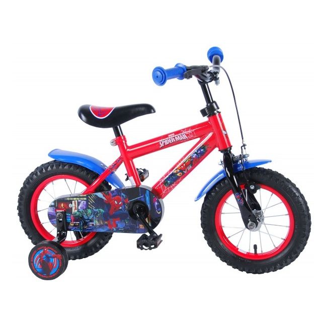 Bicicleta pentru baieti 12 inch cu roti ajutatoare partial montata Spiderman - SOLVOL41254-CH