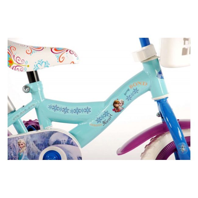 Bicicleta pentru fete 10 inch cu maner roti ajutatoare si cosulet partial montata Frozen - SOLVOL51061