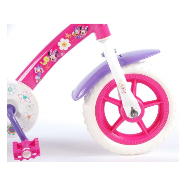Bicicleta pentru fete 10 inch cu maner roti ajutatoare si cosulet Minnie Mouse - SOLVOL31008