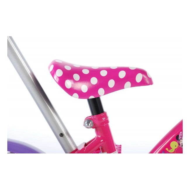 Bicicleta pentru fete 10 inch cu maner roti ajutatoare si cosulet Minnie Mouse - SOLVOL31008