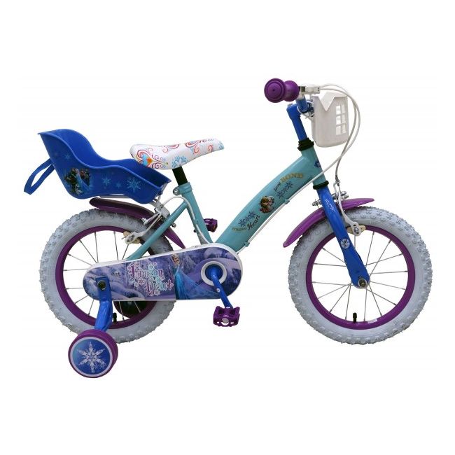 Bicicleta pentru fete 14 inch cu scaun pentru papusi roti ajutatoare si cosulet Frozen - SOLVOL51461-CH-IT