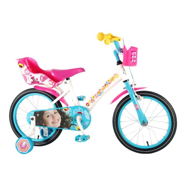 Bicicleta pentru fete 16 inch cu scaun pentru papusi roti ajutatoare si cosulet Soy Luna - SOLVOL71605-CH