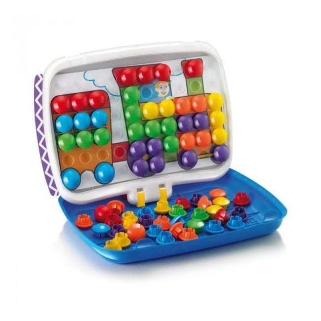 Joc creativitate si indemanare Quercetti Fantacolor Combi Junior Joc Mozaic cu tablita desen 60 piese  - SOLQ4199