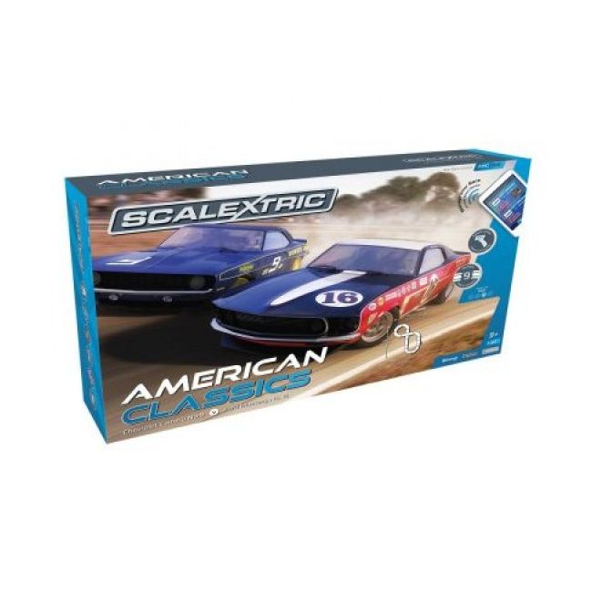 Pista masinute American Classics Scalextric 1362 control prin aplicatie smartphone sau tableta Chevrolet Camaro si Ford Mustang - SOLSXC1362