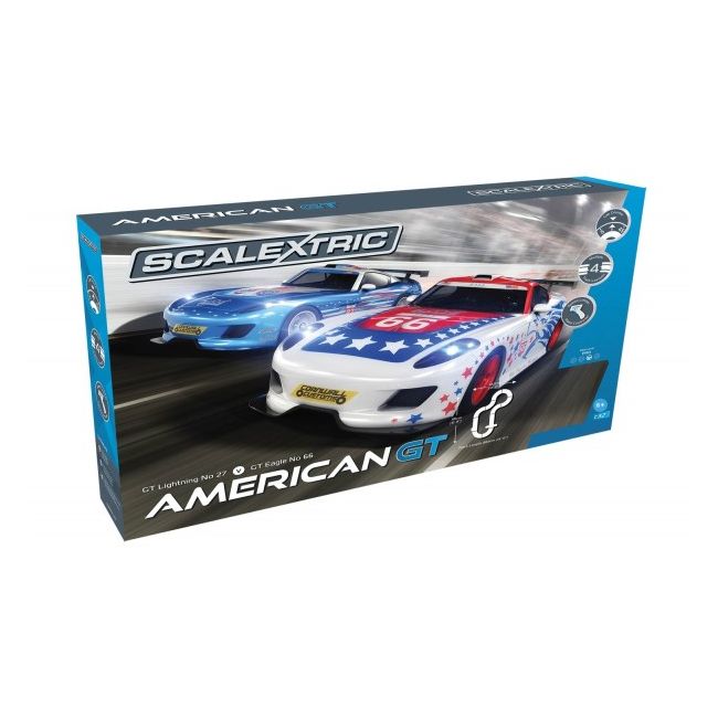 Pista masinute American GT Scalextric 5m traseu masinute GT Lightning No 27 Race Car si GT Eagle No 66 Race Car - SOLSCX1361P