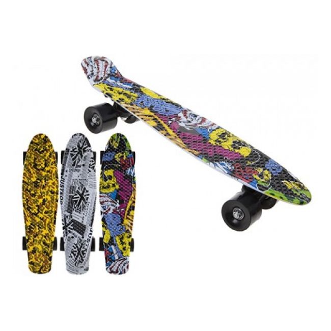 Skateboard copii longboard model Retro Multicolor 57cm lungime 50kg - SOLPMS318001