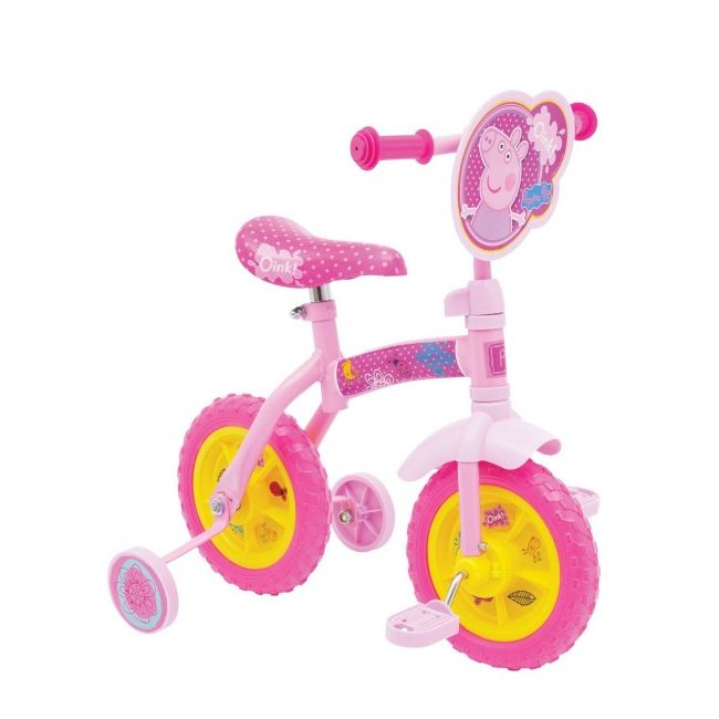 Bicicleta copii Peppa Pig 10 inch 2 in 1 cu si fara pedale - SOLMVSM04829-01